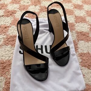 Schutz Kelly Black Heel Sandal